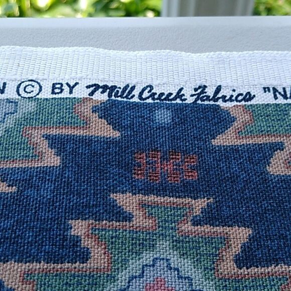 Mill Creek Fabrics " Native Rituals"  Southwestern Blue Scotchguard  Cotton - Picture 2 of 10
